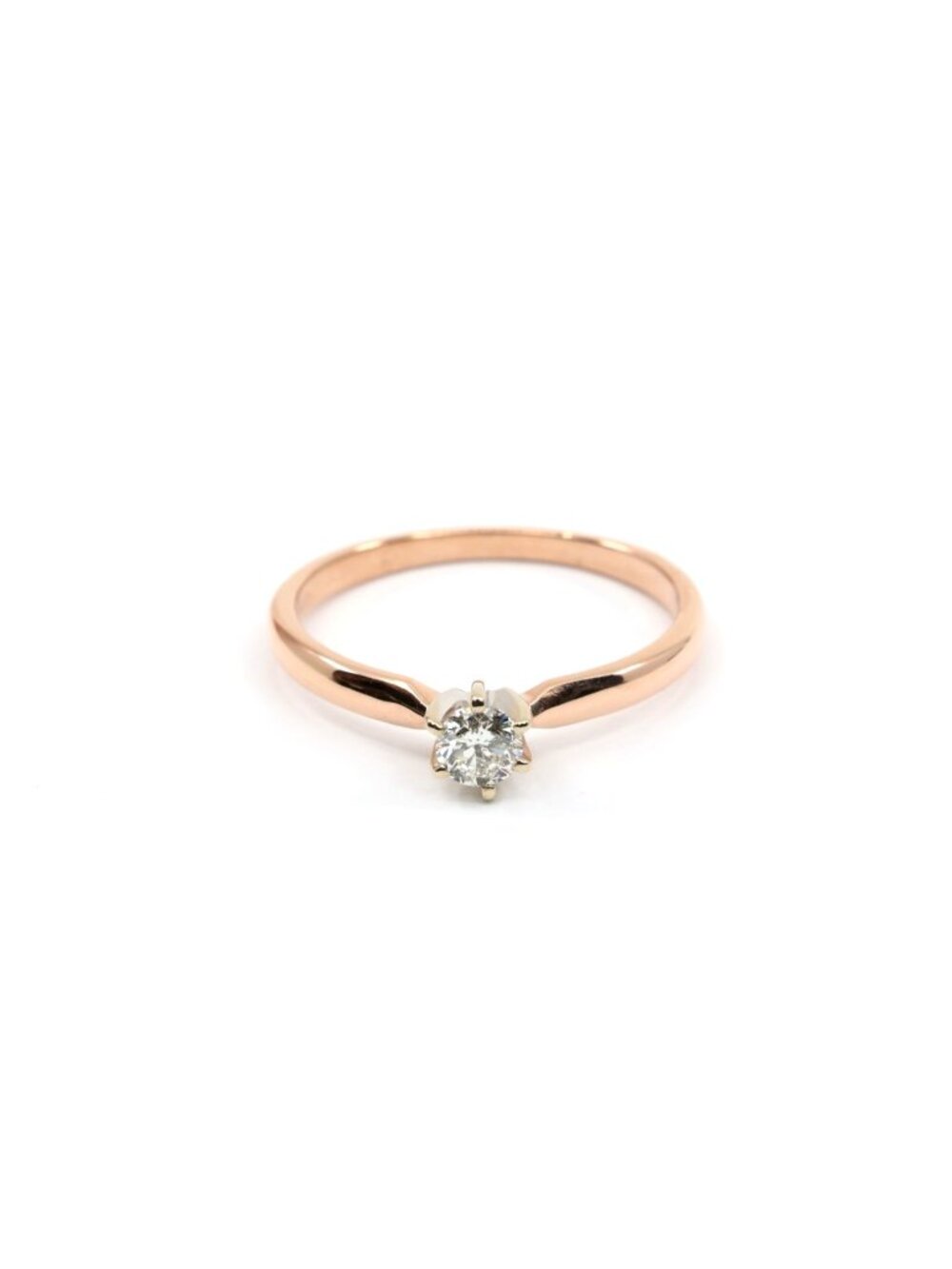 Unique 14K Two Tone Multi Color Gold Solitaire Diamond Engagement Ring Size 7.25